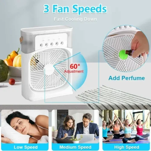 3 In1 Fan AIr Conditioner Small LED Night Light Portable Humidifier - Image 6