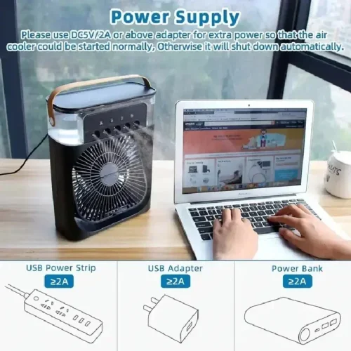 3 In1 Fan AIr Conditioner Small LED Night Light Portable Humidifier - Image 5