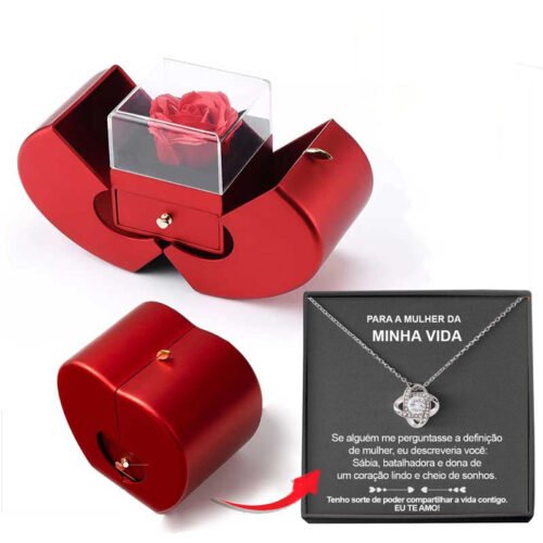 Jewelry Box Red Gift Necklace With Artificial Flower  Eternal Rose For Girl  Valentine's Day Gifts - Image 5