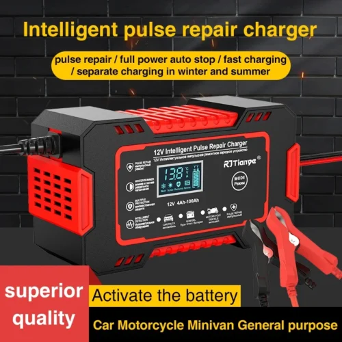 Car Battery Charger 12V 6A Touch Screen Pulse Repair LCD Fast Power Charging - Image 4