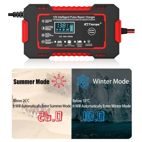 Car Battery Charger 12V 6A Touch Screen Pulse Repair LCD Fast Power Charging - Image 3