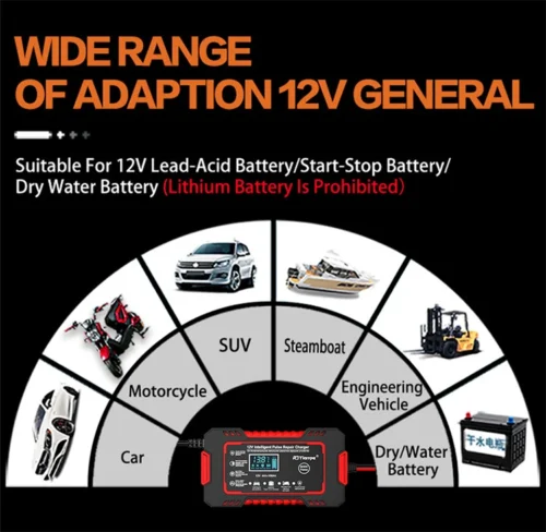 Car Battery Charger 12V 6A Touch Screen Pulse Repair LCD Fast Power Charging - Image 7