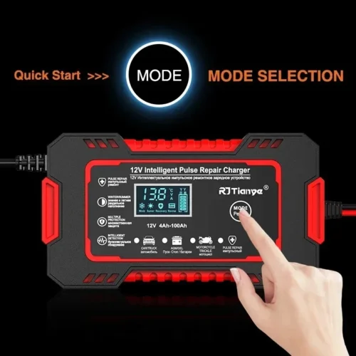 Car Battery Charger 12V 6A Touch Screen Pulse Repair LCD Fast Power Charging