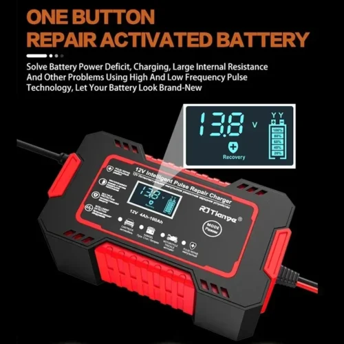 Car Battery Charger 12V 6A Touch Screen Pulse Repair LCD Fast Power Charging - Image 2